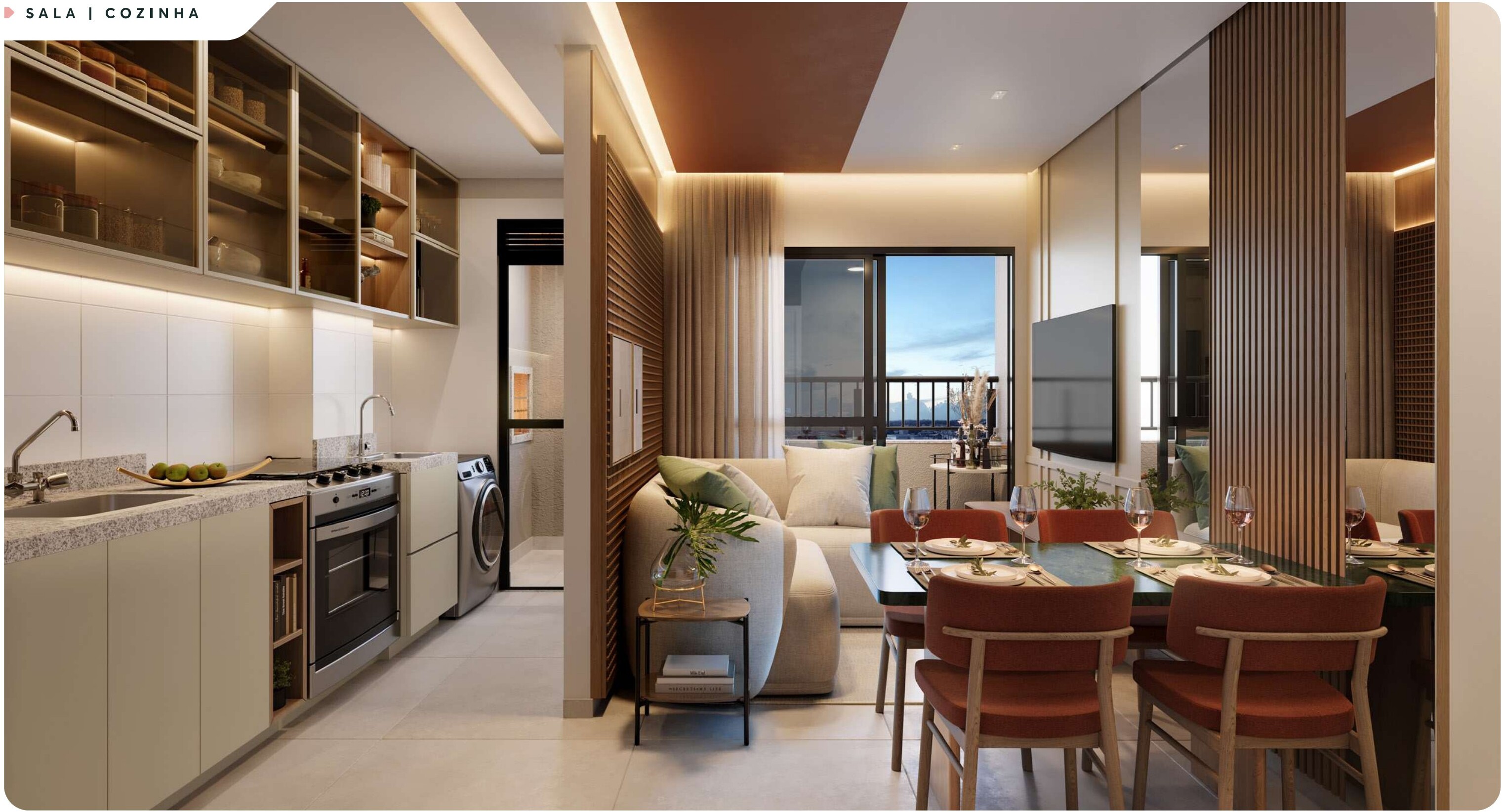 Sala e cozinha integradas